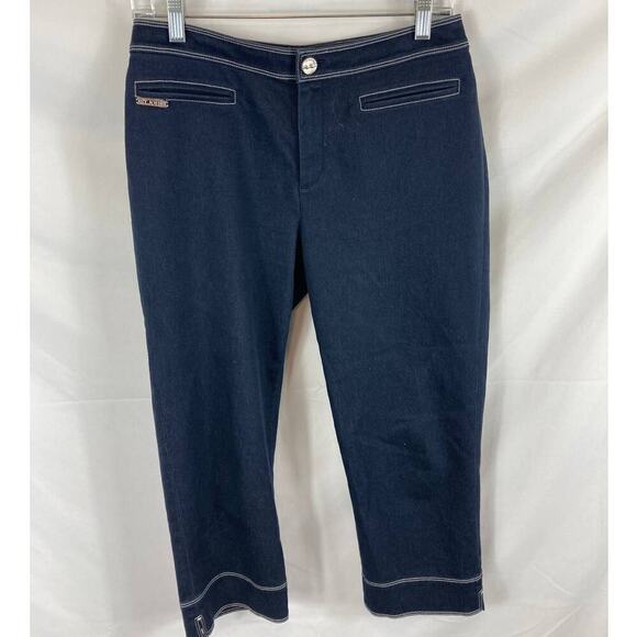 ST John Sport Capri Jeans Dark wash white stitching size 4 - Picture 1 of 5